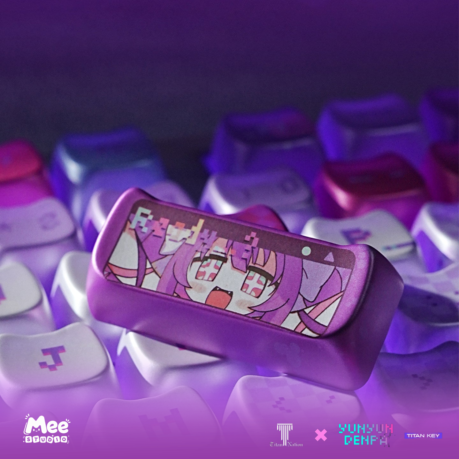 Bộ Keycap Yunyun Denpa Titan Nation | PBT Tai Mèo Xuyên LED, Profile MAO, Phong Cách Anime - Ảnh 7