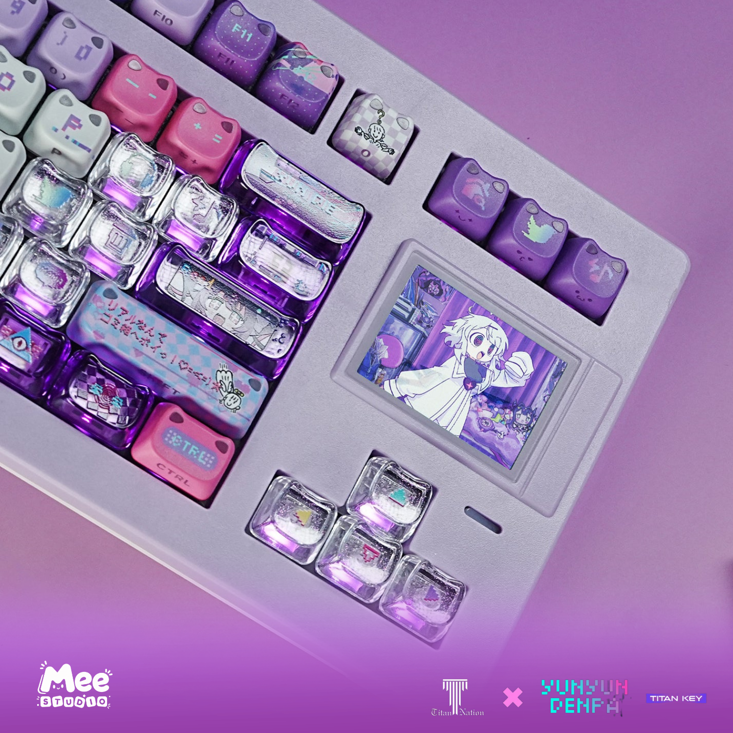 Bộ Keycap Yunyun Denpa Titan Nation | PBT Tai Mèo Xuyên LED, Profile MAO, Phong Cách Anime - Ảnh 8