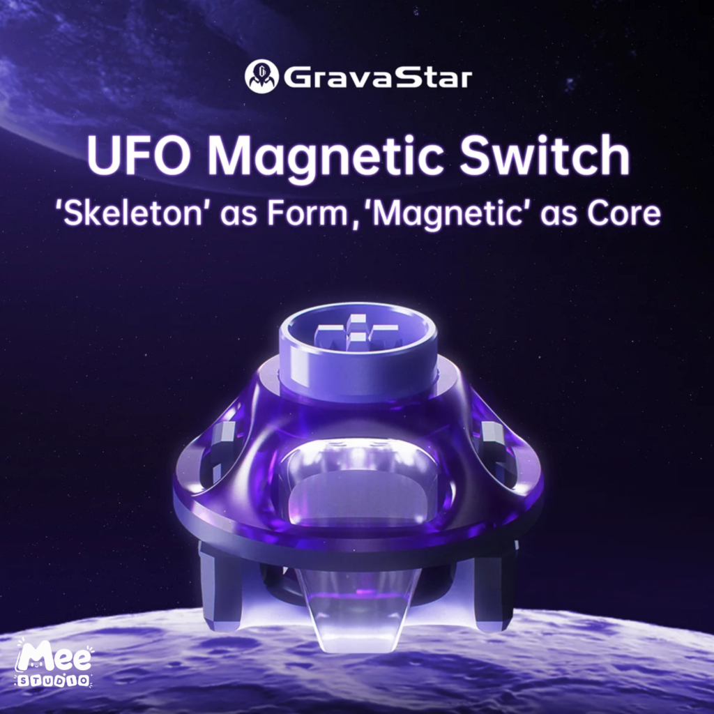 Switch Từ Tính UFO Magnetic (Tím Ảo Ảnh / Sương Bạc / Mật Đào) | Phụ Kiện Custom Phím Cơ | RT 0.005mm, Lò xo 23mm, Nam Châm N52H 600GS