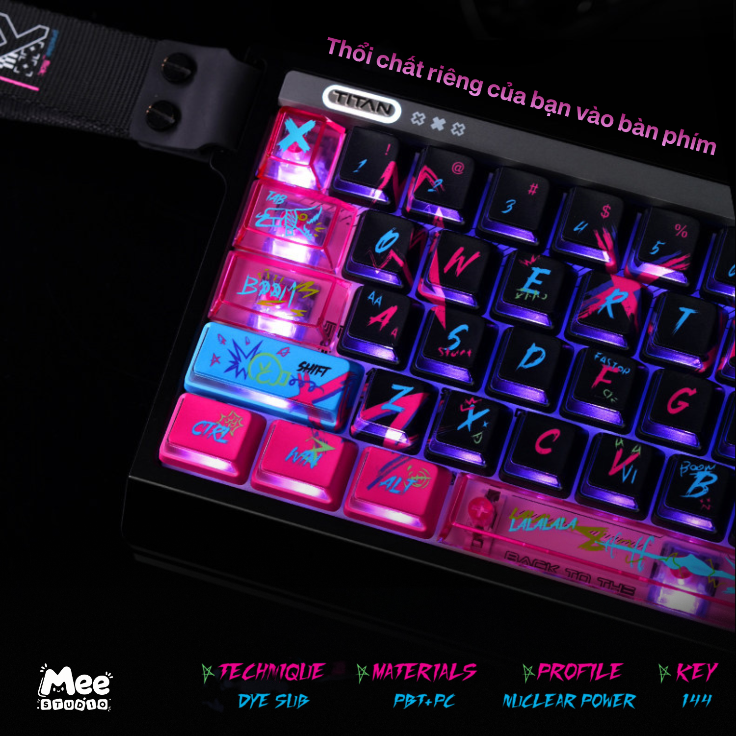 Bộ Keycap Arcane Jinx Titan Nation | PBT + PC, Profile Cherry / Nuclear, Xuyên LED RGB - Ảnh 7